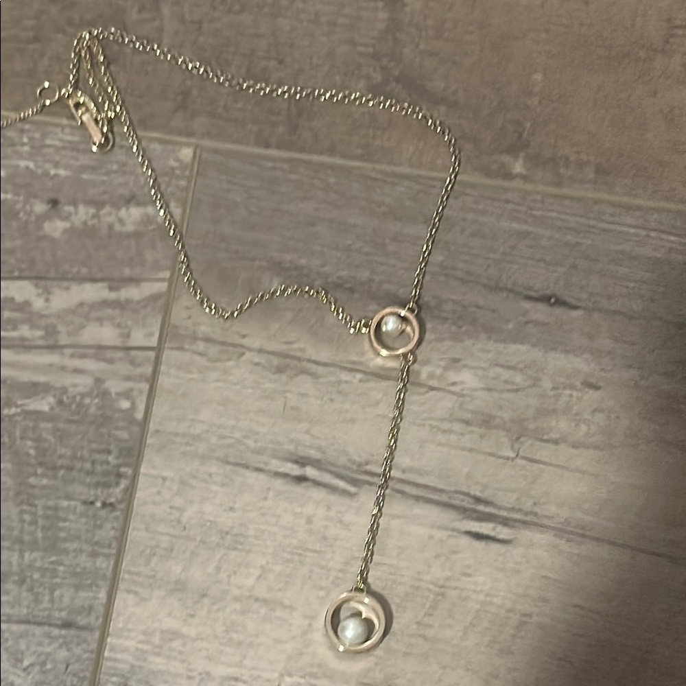 NWOT Karl Lagerfeld Elegant Gold Necklace with Pearl Accents